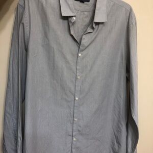 John Varvatos fine blue pinstripe button front dress shirt mens Large